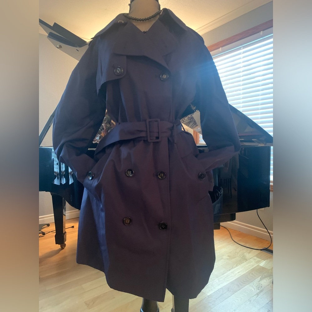 Beautiful Blue Calvin Klein belted trench coat Sz medium